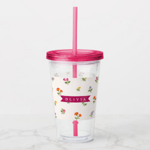Personalised Ditsy Floral Cottagecore Wildflower Acrylic Tumbler