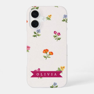 Personalised Ditsy Floral Cottagecore Wildflower iPhone 16 Case