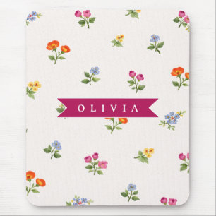 Personalised Ditsy Floral Cottagecore Wildflower Mouse Pad