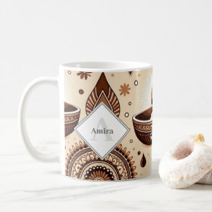 Personalised Diwali Diyas & Rangoli Gold & Bronze Coffee Mug