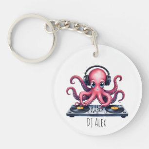 Personalised DJ Octopus Keychain – Cute Custom Nam