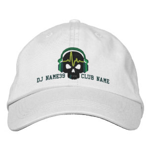 Personalised DJ Skull Your Name Club Embroidery Embroidered Hat