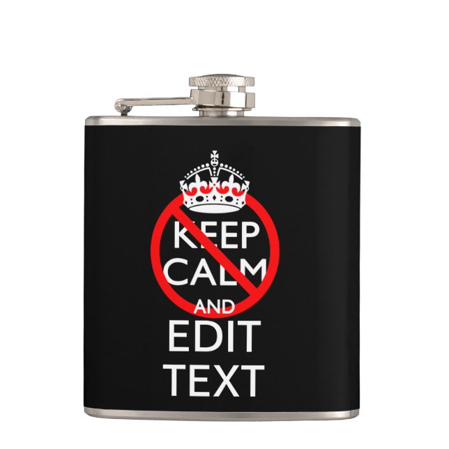 Personalised Do Not Keep Calm and Your Text Black Hip Flask (Front)