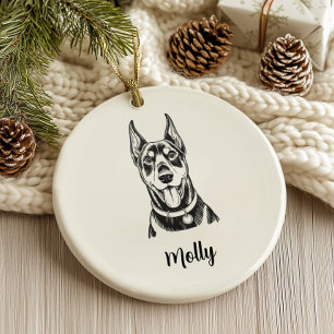 Personalised Doberman Dog Christmas Ceramic Ornament