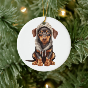 Personalised Doberman Pinscher Dog Art Ceramic Ornament