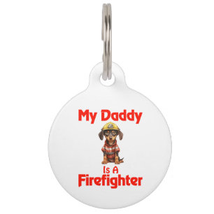 Personalised Doberman Pinscher Firefighter Daddy Pet Tag
