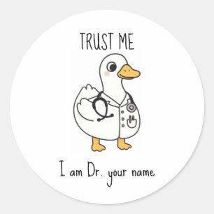 Personalised Doctor Duck Classic Round Sticker