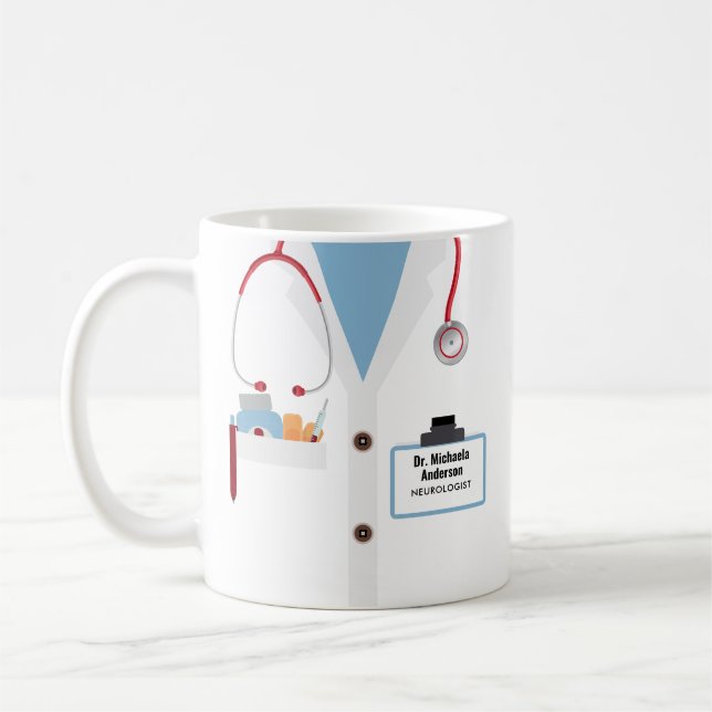 Personalised Doctor Gift Mug With Lab Coat & Name (Left)
