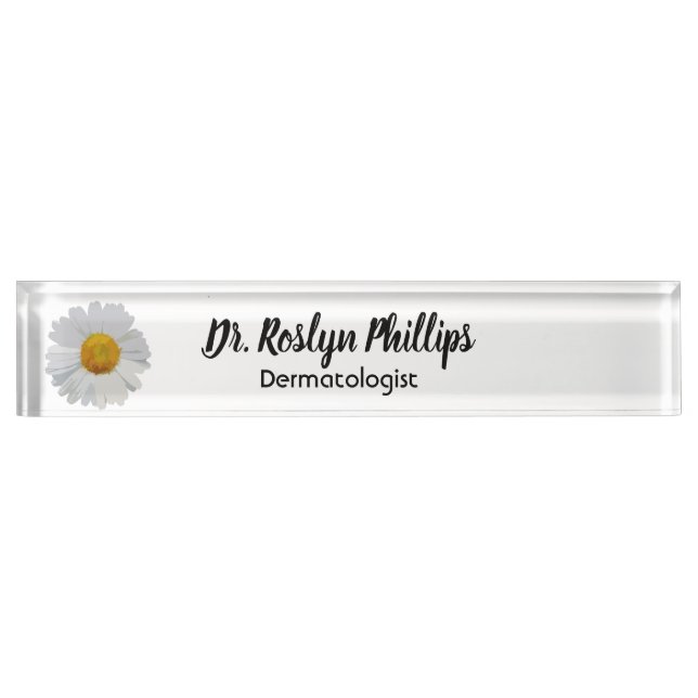 Personalised Doctor Name Plate with Daisy Graphic (Front)