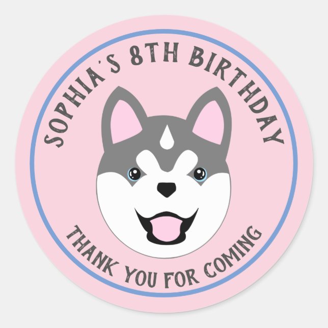 Personalised Dog Birthday Party Stickers (Front)