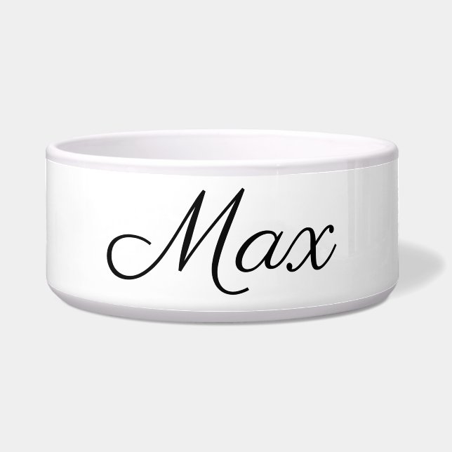Personalised Dog Bowl Black on White (Front)