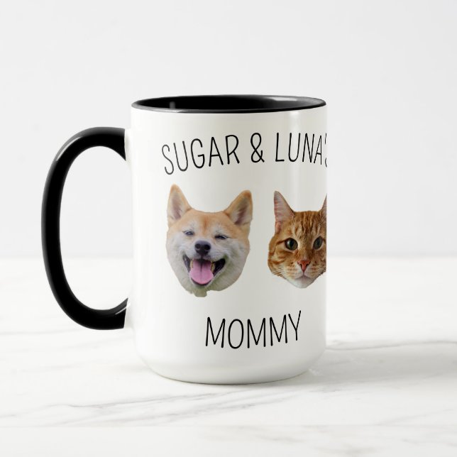 Personalised Dog Cat Face Mug, Mug gift for Mum (Left)
