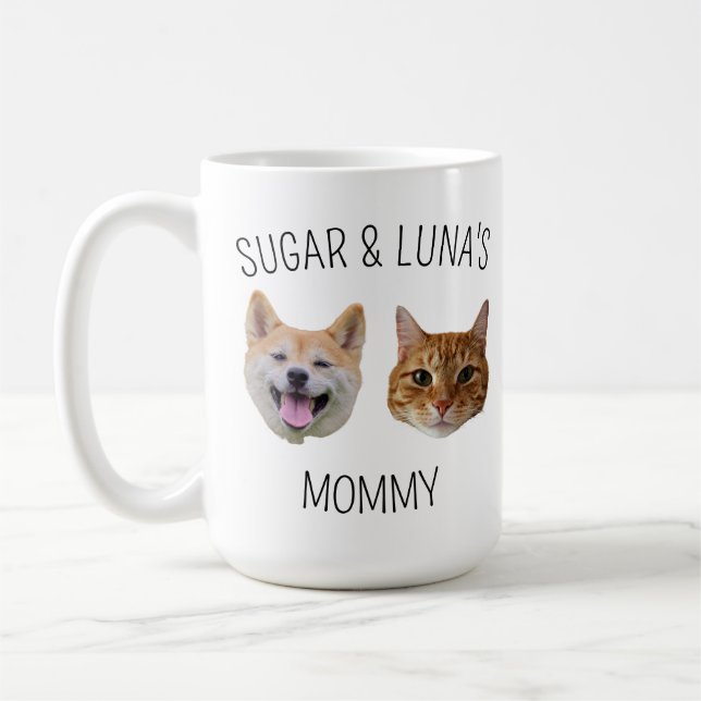 Personalised Dog Cat Face Mug, Mug gift for Mum (Left)