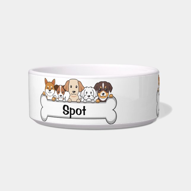 Personalised Dog/Cat with Bone  Bowl (Left)
