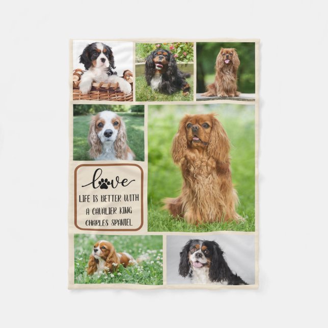 Personalised Dog, Cavalier King Charles Spaniel Fleece Blanket (Front)