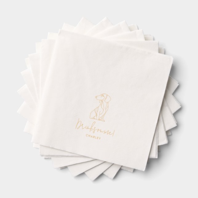 Personalised Dog Dachshund Pet Wedding Gold Foil Napkins (Insitu (Stacked))