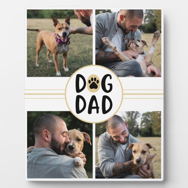 Personalised Dog Dad Four Photo  Plaque (Front)