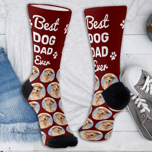 Personalised DOG DAD Pattern Pet Photo Collage Socks (Creator Uploaded)