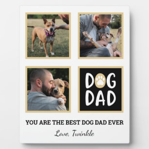 Personalised Dog Dad Paw Print Three Photo Plaque