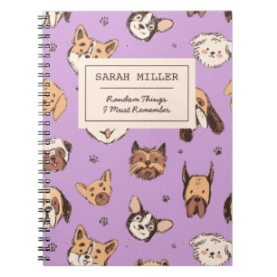 Personalised Dog Doodle Sketch Pattern Dog Lover Notebook