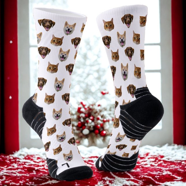 Personalised Dog Face, Dog Cat Mum Photo Gift  Socks (Creator Uploaded)