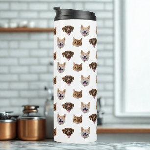 Personalised Dog Face, Dog Cat Mum Photo Gift  Thermal Tumbler