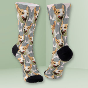 Personalised dog face photo Blush pink Cute Pet Socks