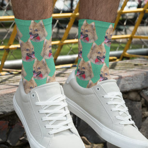 Personalised dog face photo Mint green Cute Pet Socks