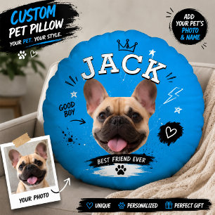 Personalised Dog Face Round Custom Pet Phot Cushion