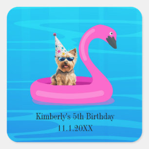 Personalised Dog Floatie Square Sticker