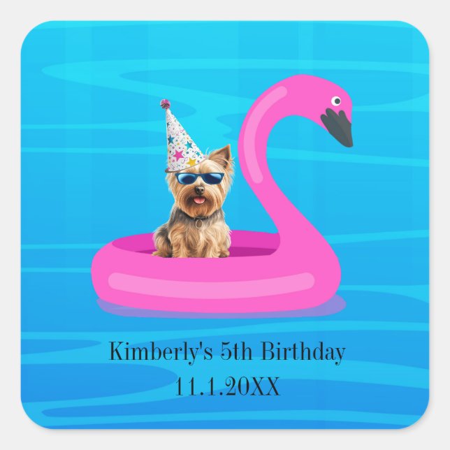 Personalised Dog Floatie Square Sticker (Front)