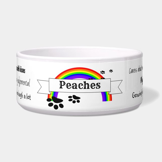 Personalised Dog Food Bowl - Rainbow - HAMbWG (Front)