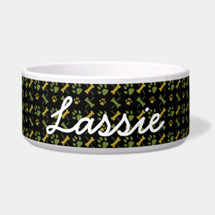 Personalised Dog Food Dish GreenDog Prints, Bones