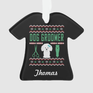 Personalised Dog Groomer Ugly Christmas Sweater Ornament