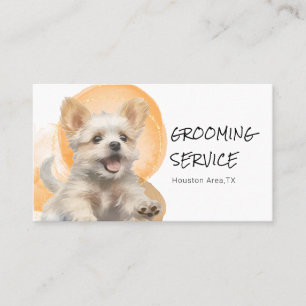 Personalised Dog Grooming – Warm Orange Watercolor Business Card