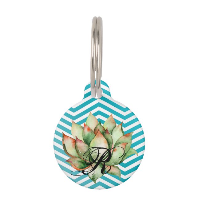 Personalised Dog ID Tag Boho Cacti Cactus Succulen (Front)
