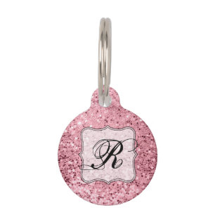 Personalised Dog ID Tag Rose Gold Glitter
