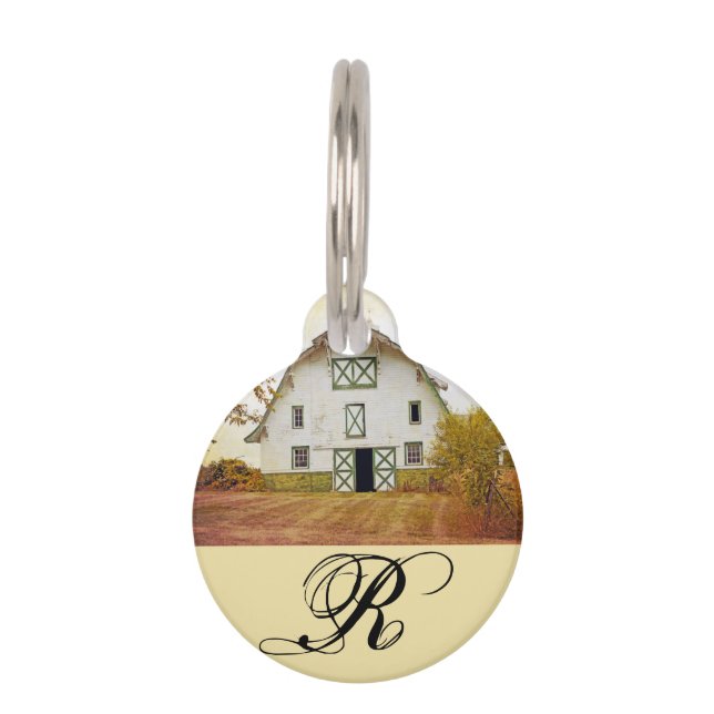 Personalised Dog ID Tag Sunset Barn Country Rustic (Front)