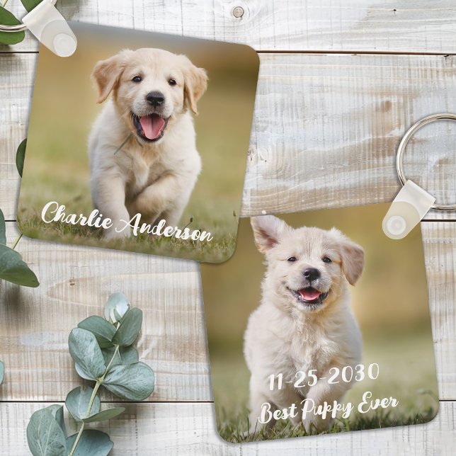 Personalised Dog Lover Keepsake Modern Pet Photo Key Ring (Creator Uploaded)