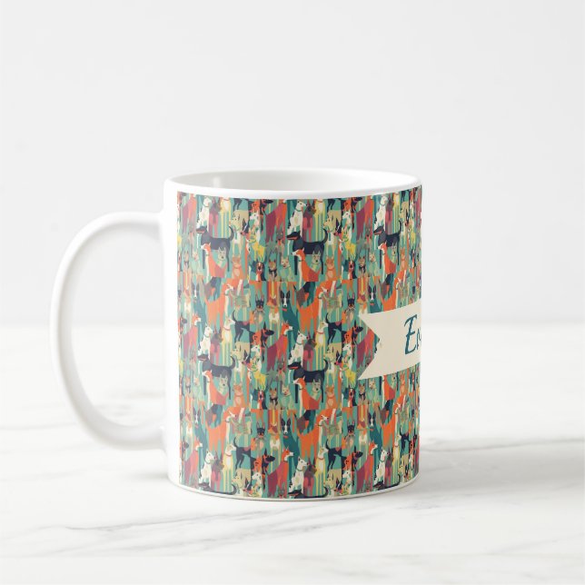 Personalised Dog Lover Name Seamless Pattern Mug (Left)