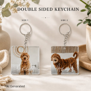 Personalised Dog Lover White Heartbeat Pet Photo Key Ring