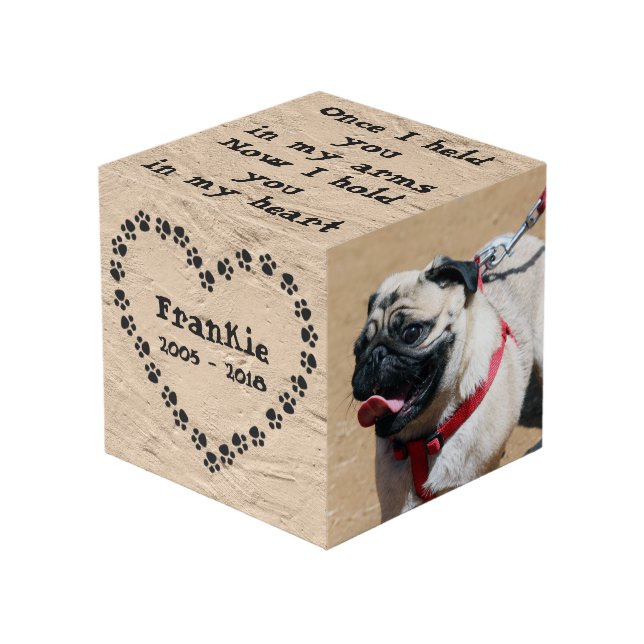 Personalised Dog Memorial Cube (Front Angled)