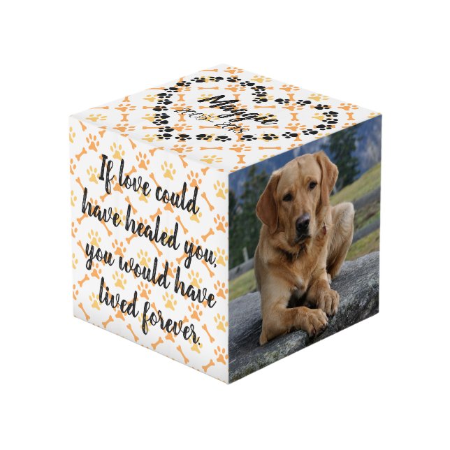 Personalised Dog Memorial Cube (Front Angled)