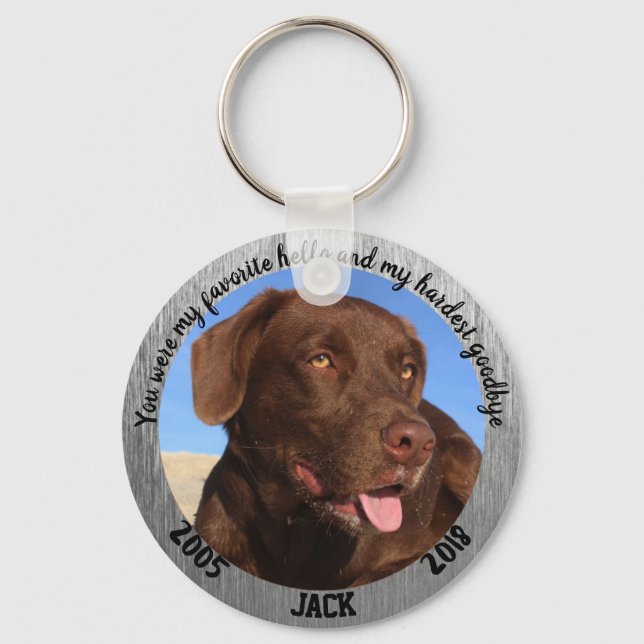 Personalised Dog Memorial My Favourite Hello Key Ring (Front)