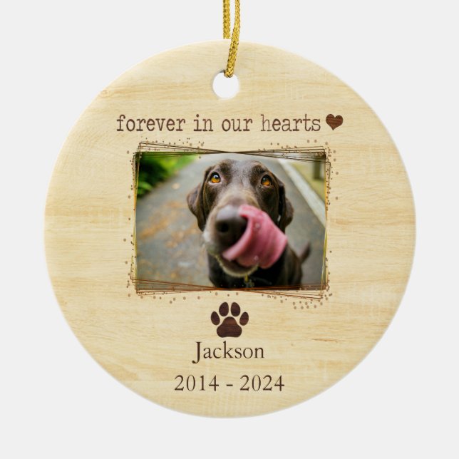 Personalised Dog Memorial Photo Ceramic Ornament (Front)