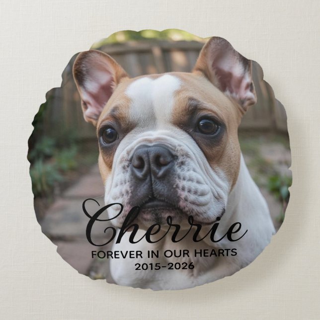 Personalised Dog Memorial Round Cushion (Front)