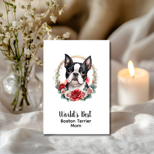Personalised Dog Mum Boston Terrier Mother's Day Holiday Card