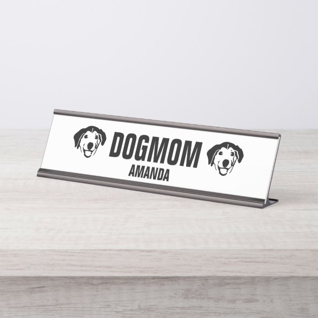 Personalised Dog Mum Custom Desk Name Plate (Front)