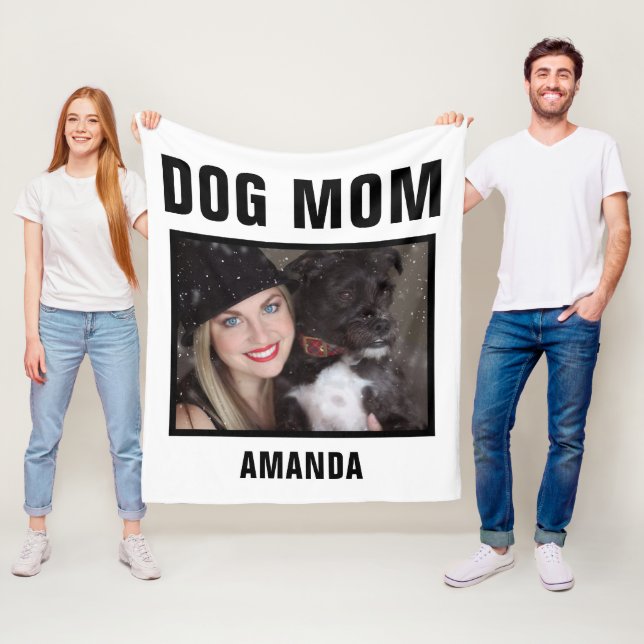 Personalised Dog Mum Custom Photo Fleece Blanket (In Situ)