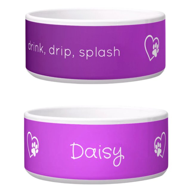 Personalised Dog Name Bowl Purple 'drink drip' (Creator Uploaded)